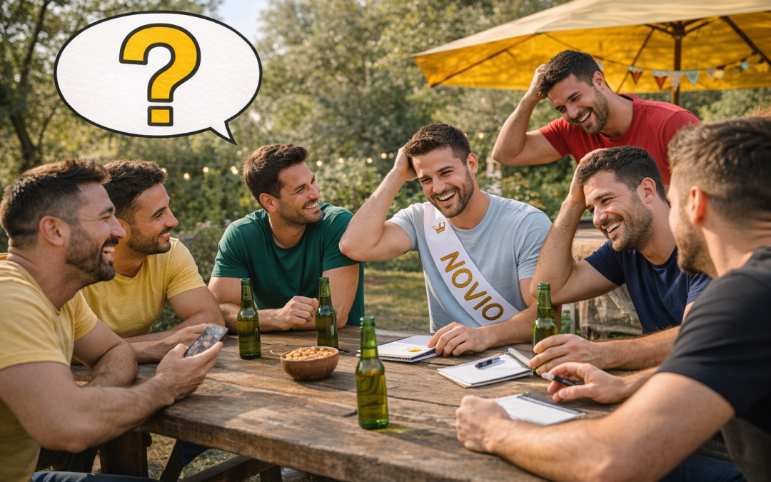 Foto de grupo en actividad tipo Humor Amarillo para una despedida de soltera diferente cerca de Madrid